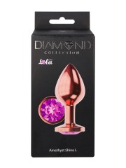 Анальная Пробка Diamond Amethyst Shine L Розовое Золото, фиолетовый кристалл