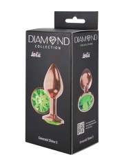 Анальная Пробка Diamond Emerald Shine S Розовое Золото, зеленый кристалл