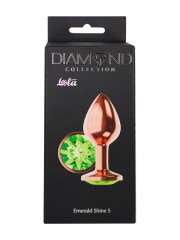 Анальная Пробка Diamond Emerald Shine S Розовое Золото, зеленый кристалл