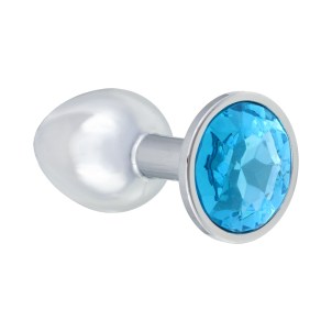Анальная пробка Diamond Light blue Sparkle S Серебро, голубой кристалл