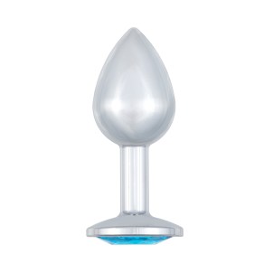 Анальная пробка Diamond Light blue Sparkle S Серебро, голубой кристалл
