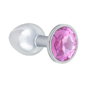 Анальная пробка Diamond Pink Sparkle S Серебро, розовый кристалл