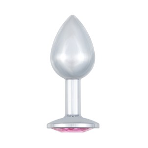 Анальная пробка Diamond Pink Sparkle S Серебро, розовый кристалл