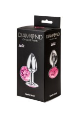 Анальная пробка Diamond Pink Sparkle S Серебро, розовый кристалл