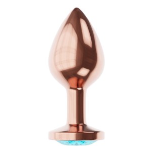 Анальная Пробка Diamond Topaz Shine L Розовое Золото, голубой кристалл