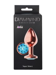 Анальная Пробка Diamond Topaz Shine L Розовое Золото, голубой кристалл