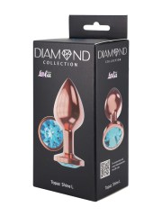 Анальная Пробка Diamond Topaz Shine L Розовое Золото, голубой кристалл