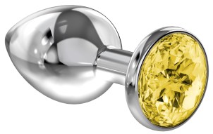 Анальная пробка Diamond Yellow Sparkle S Серебро, желтый кристалл