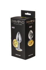 Анальная пробка Diamond Yellow Sparkle S Серебро, желтый кристалл