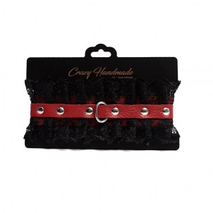 Чокер красный с черным кружевом Crazyhandmade
