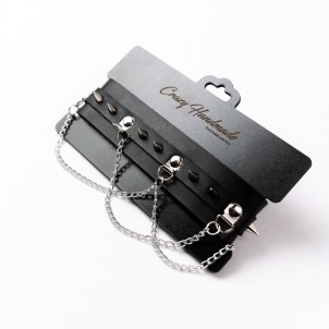 Чокер с шипами и с цепочкой Crazyhandmade