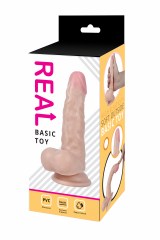 Фаллоимитатор REAL с мошонкой на присоске, 17x3,5 см.