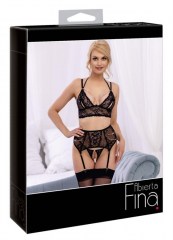 Комплект: бюстгалтер, трусики, пояс для чулок Cottelli Collection Bra Suspender Set