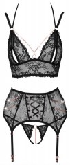 Комплект: бюстгалтер, трусики, пояс для чулок Cottelli Collection Bra Suspender Set