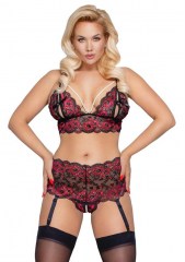 Комплект: бюстгалтер, трусики с подвязками для чулок Cottelli Collection Bra Set Pearl