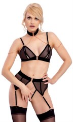 Комплект: бюстгалтер, трусики с подвязками для чулок Cottelli Collection Bra Set Velvet