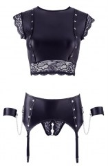 Комплект: топ, трусики с подвязками для чулок Cottelli Collection Shelf Bra Set