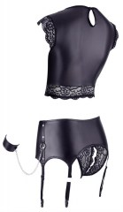 Комплект: топ, трусики с подвязками для чулок Cottelli Collection Shelf Bra Set