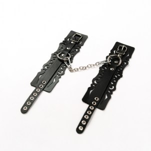 Оковы из черной кожи с узорами Crazyhandmade