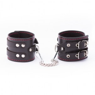 Оковы из кожи с двумя ремнями и черной подкладкой Crazyhandmade