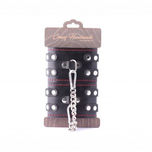 Оковы из кожи с двумя ремнями и черной подкладкой Crazyhandmade