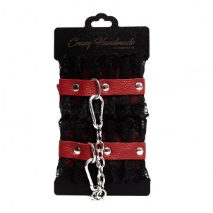 Оковы красные с черным кружевом Crazyhandmade