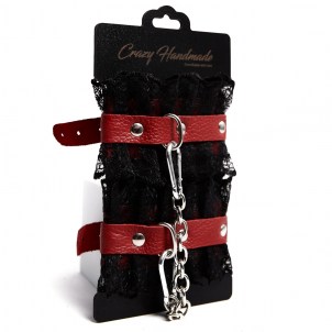 Оковы красные с черным кружевом Crazyhandmade