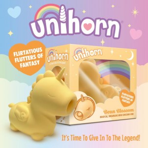 Вибромассажер Unihorn Bean Blossom со стимуляцией язычком, жёлтый