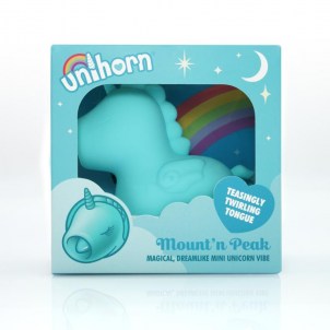 Вибромассажер Unihorn Mount'n Peak со стимуляцией язычком, голубой