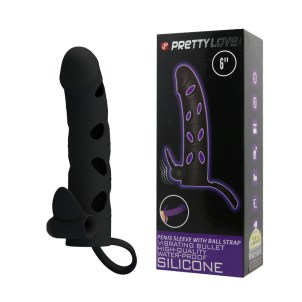 Вибронасадка на пенис черная Preetty Love 6"